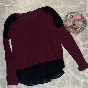 NWT🌷ANA🌷Burgundy, black knit long sleeve top